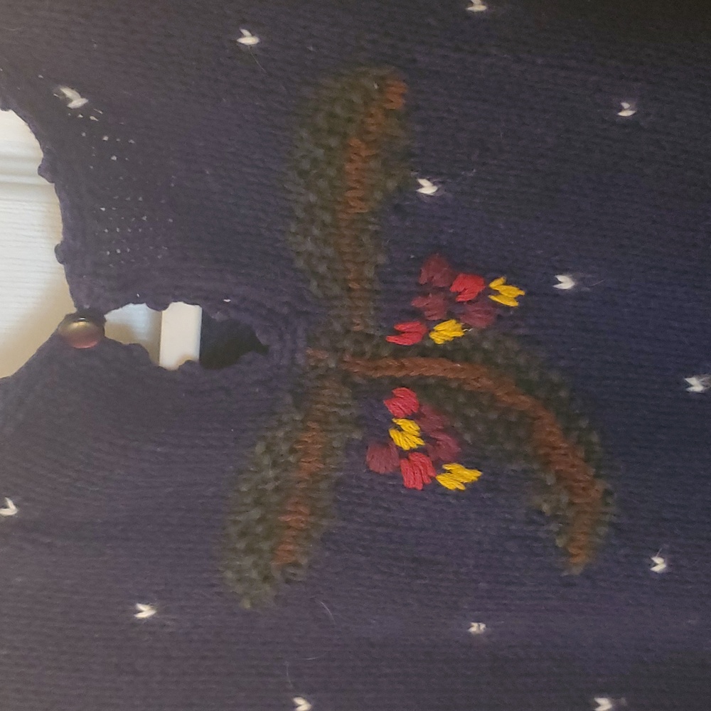 EUC Vintage Women's Navy Blue Ugly Christmas Sweater With Jingle Bells - Picture 4 of 6